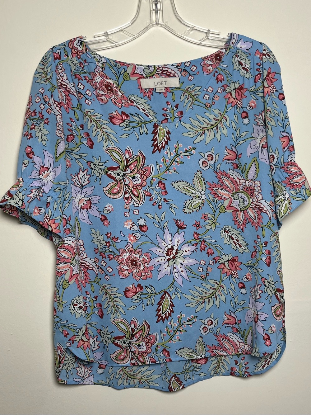 Floral Print Blue Women's Lightweight Blouse